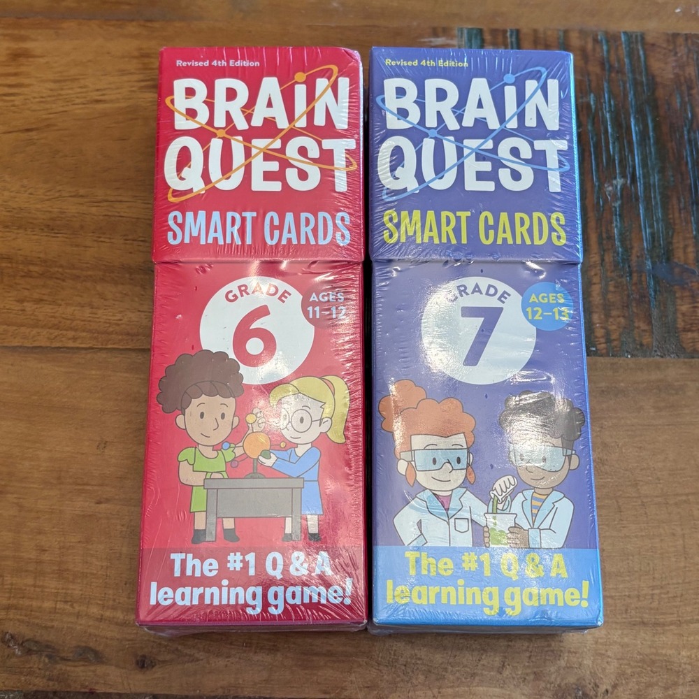 Brain Quest Smart Cards Grade 6 & 7 Set Red Blue Q&A Learning Game New Sealed